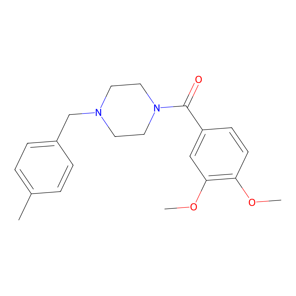1-(3,4-Dimethoxybenzoyl)-4-(4-methylbenzyl)piperazine molecular structure, CAS 5956-85-4