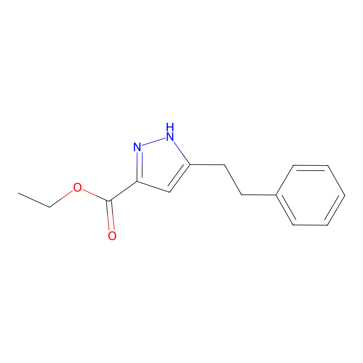 Ethyl 5-phenethyl-1H-pyrazole-3-carboxylate molecular structure, CAS 595610-47-2