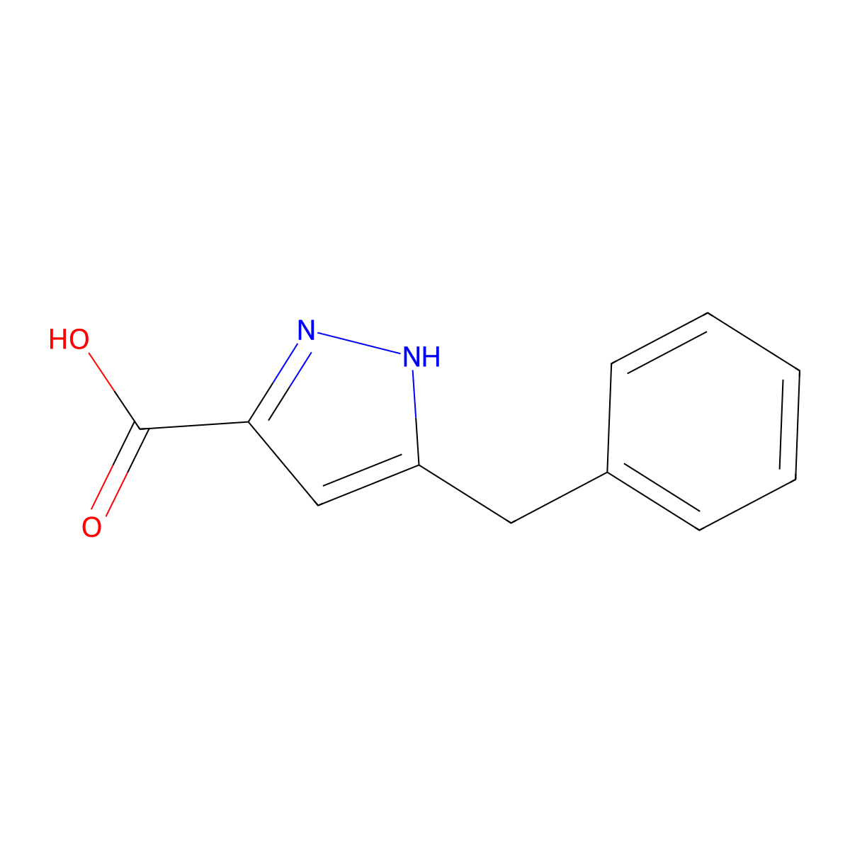 3-benzyl-1H-pyrazole-5-carboxylic acid molecular structure, CAS 595610-51-8