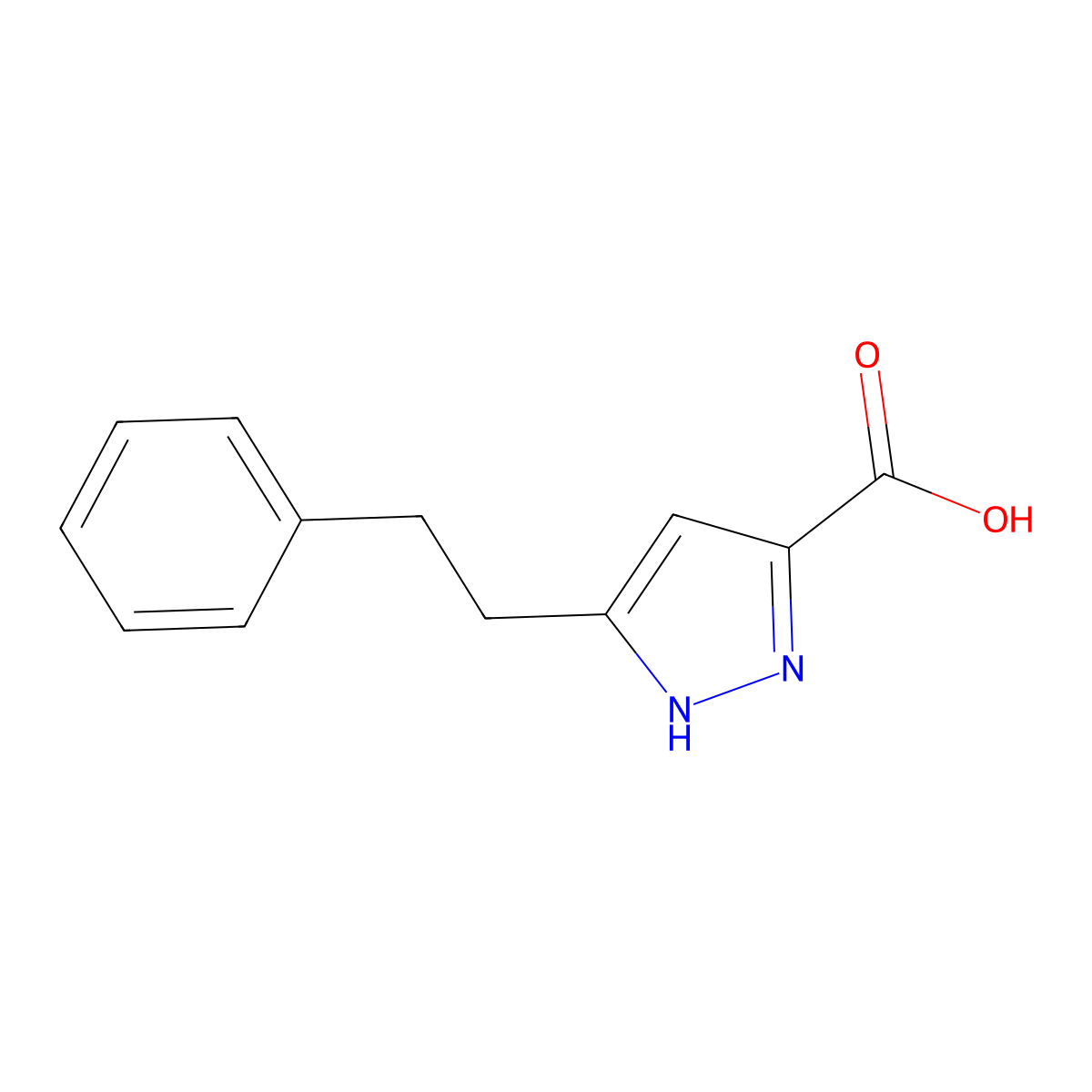 5-phenethyl-1H-pyrazole-3-carboxylic Acid molecular structure, CAS 595610-56-3