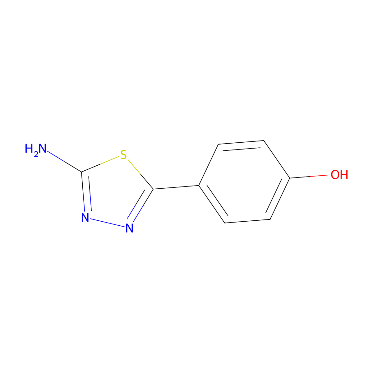 4-(5-Amino-1,3,4-thiadiazol-2-yl)phenol molecular structure, CAS 59565-53-6
