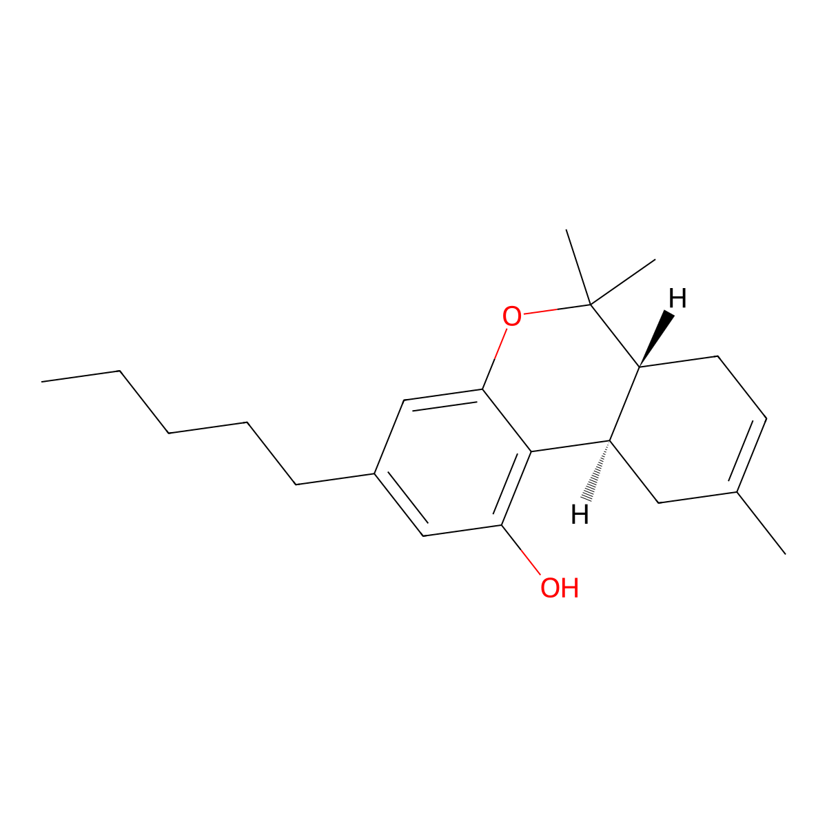 Delta-8-Tetrahydrocannabinol molecular structure, CAS 5957-75-5