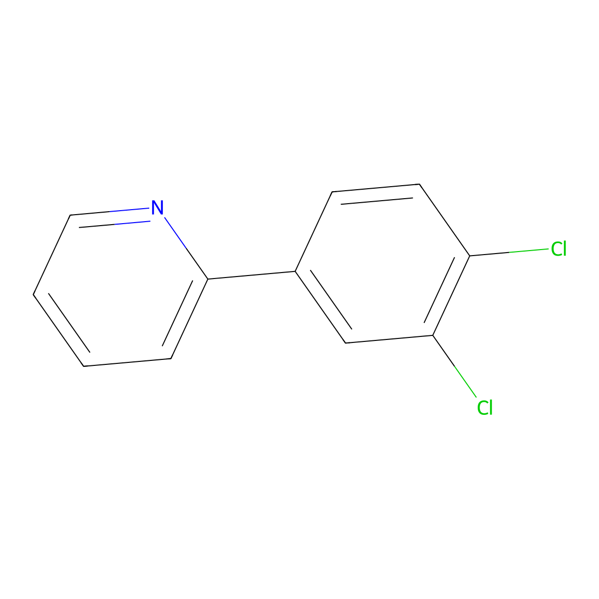 2-(3,4-Dichlorophenyl)pyridine molecular structure, CAS 5957-86-8