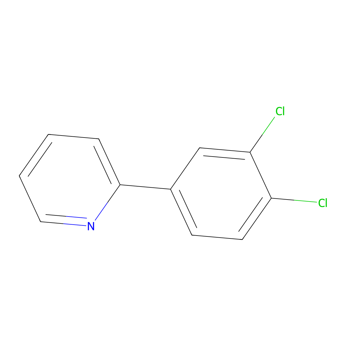 2-(3,4-Dichlorophenyl)pyridine molecular structure, CAS 5957-86-8