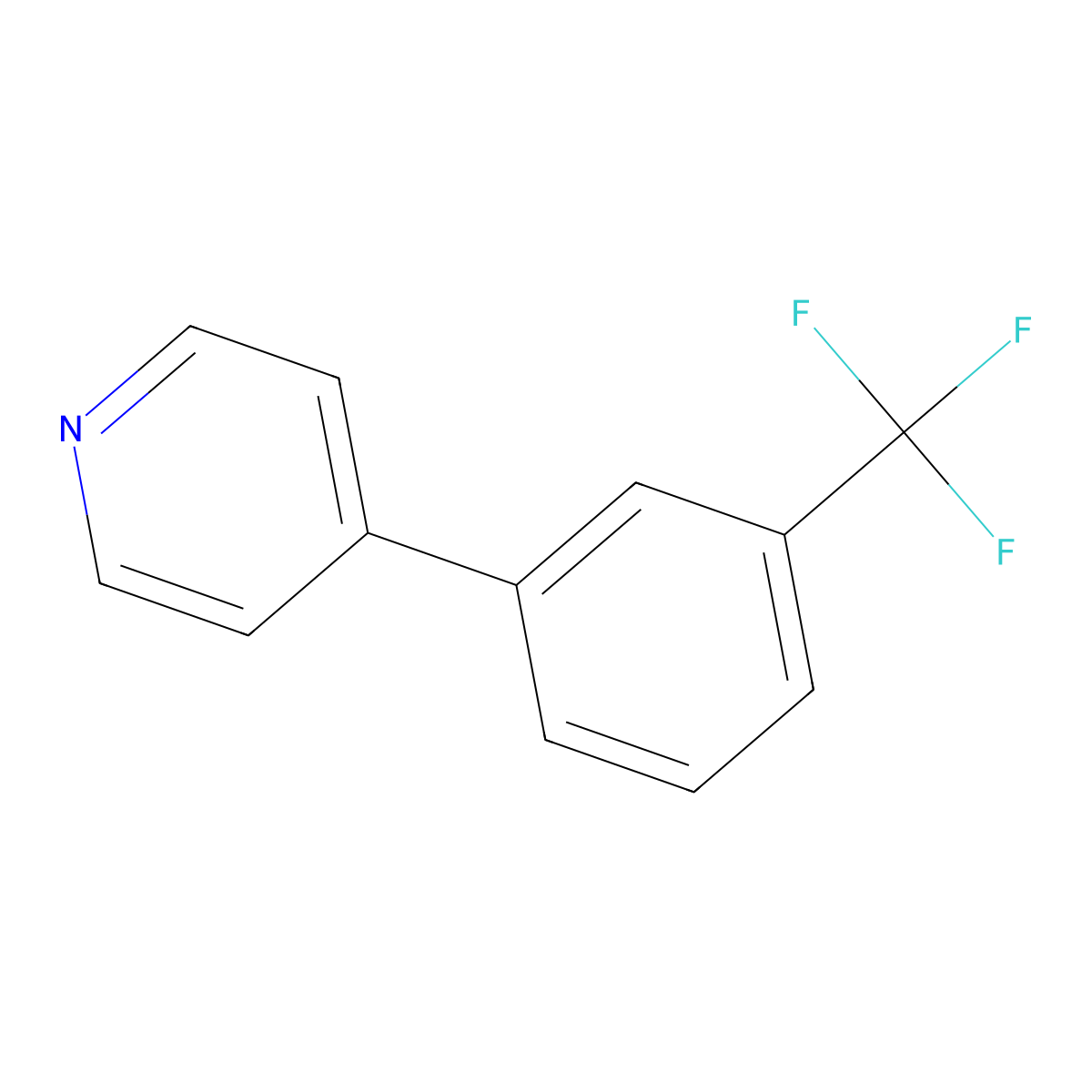 4-(3-(Trifluoromethyl)phenyl)pyridine molecular structure, CAS 5957-98-2