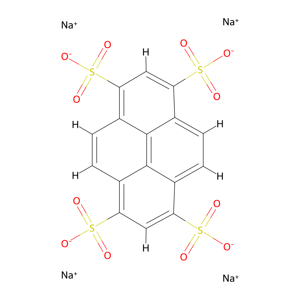 Tetrasodium 1,3,6,8-pyrenetetrasulfonate molecular structure, CAS 59572-10-0