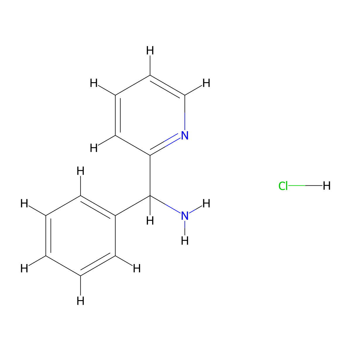 Phenyl(pyridin-2-yl)methanamine hydrochloride molecular structure, CAS 59575-91-6