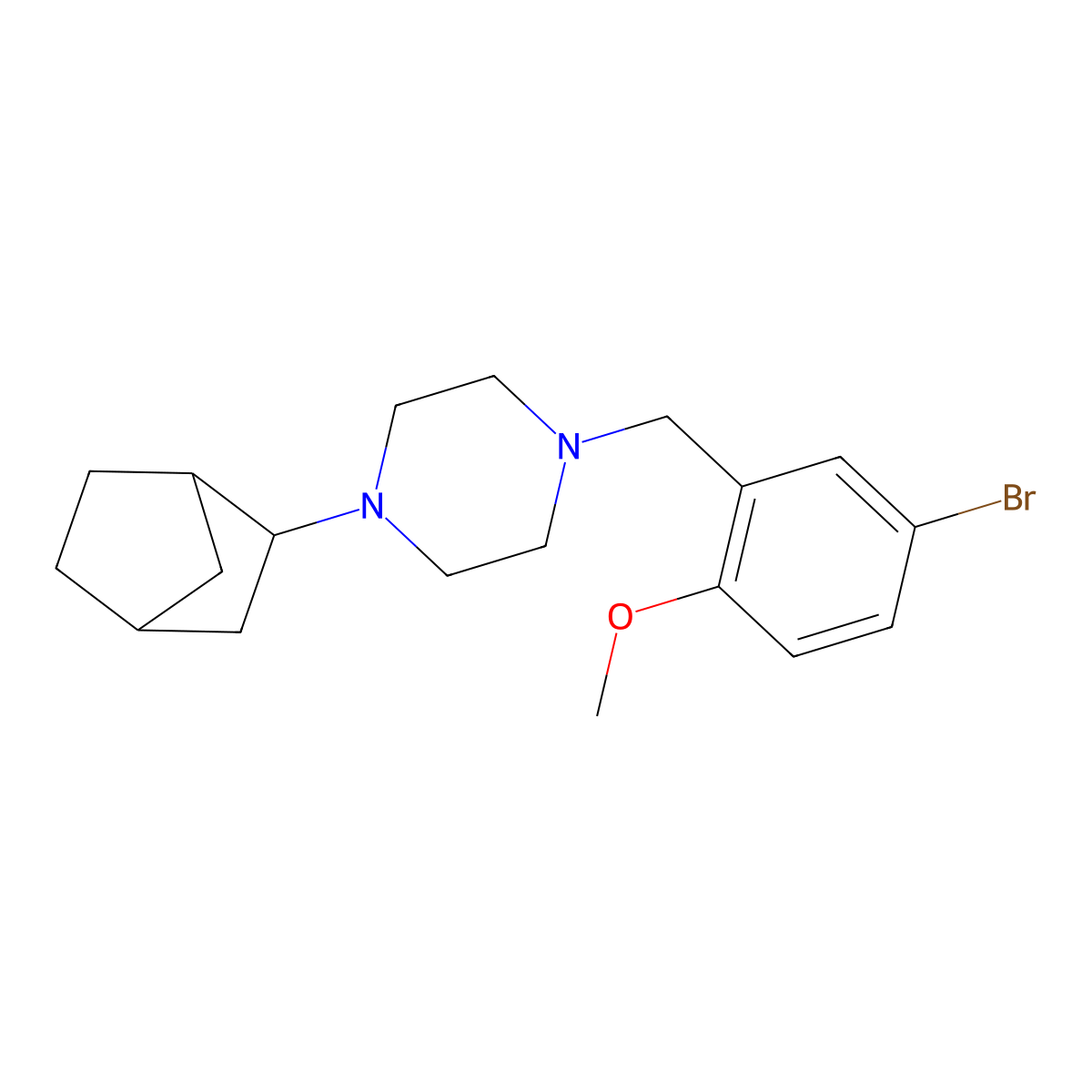 1-(Bicyclo[2.2.1]heptan-2-yl)-4-[(5-bromo-2-methoxyphenyl)methyl]piperazine molecular structure, CAS 5958-26-9