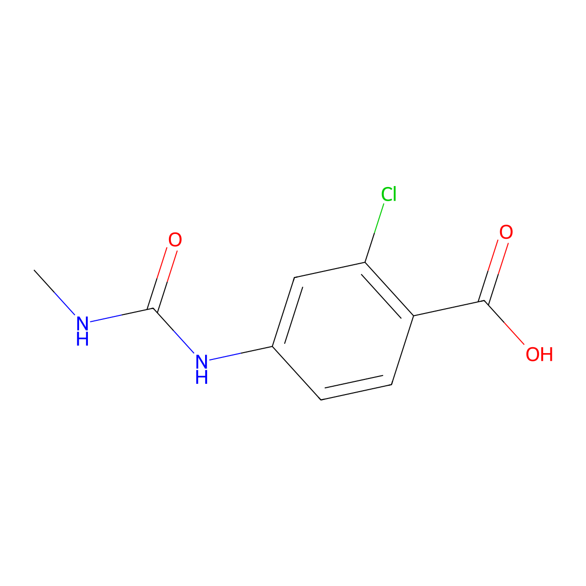 2-Chloro-4-[(methylcarbamoyl)amino]benzoic acid molecular structure, CAS 59587-02-9