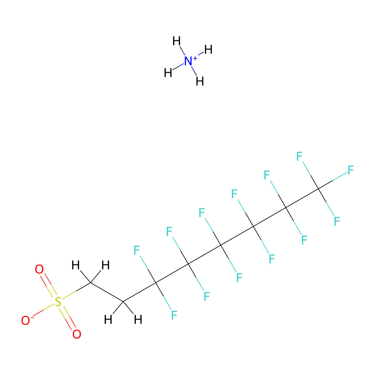 1-octanesulfonic acid, 3,3,4,4,5,5,6,6,7,7,8,8,8-tridecafluoro-, ammonium salt molecular structure, CAS 59587-39-2