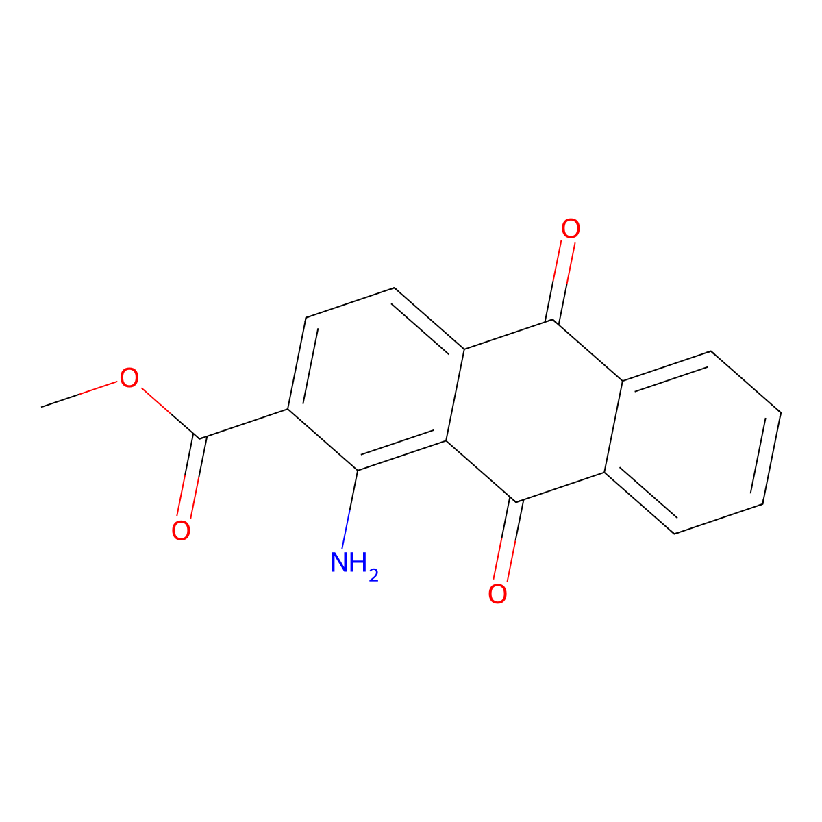 Methyl 1-aminoanthraquinone-2-carboxylate molecular structure, CAS 5959-00-2