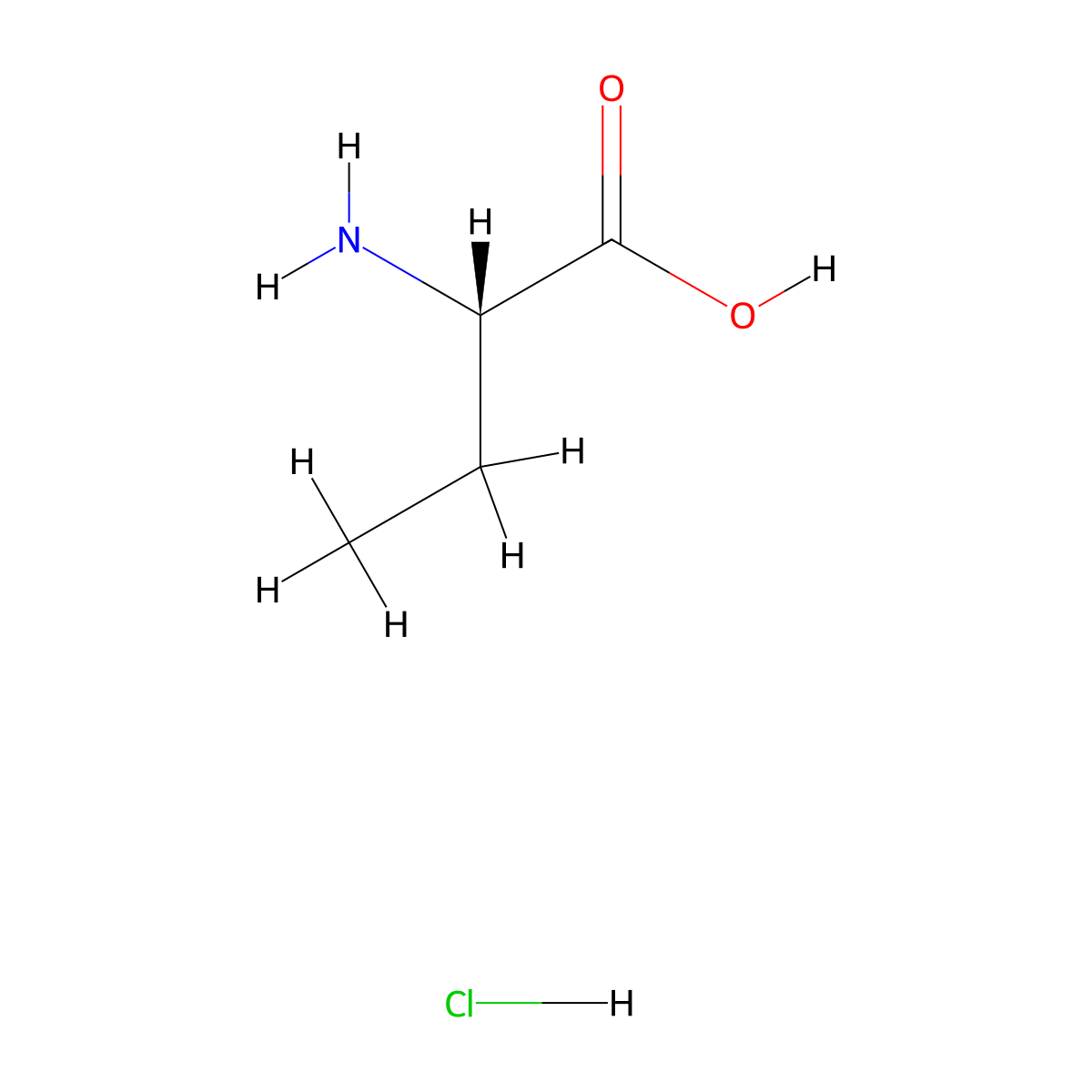(s)-2-Aminobutanoic acid hydrochloride molecular structure, CAS 5959-29-5