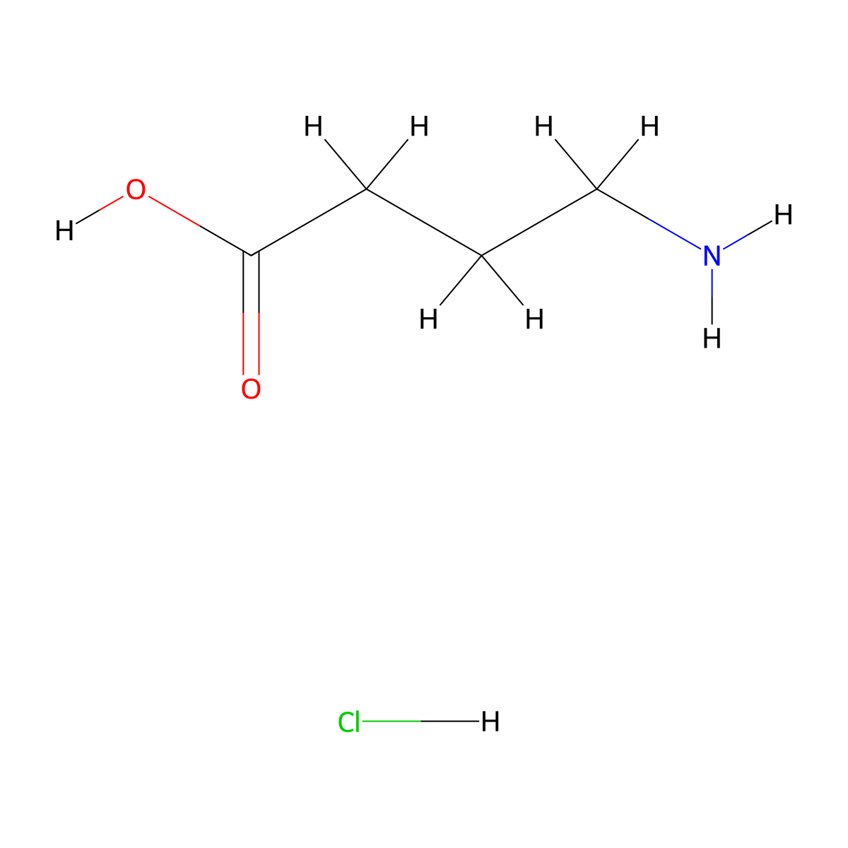 gamma-Aminobutyric acid hydrochloride molecular structure, CAS 5959-35-3
