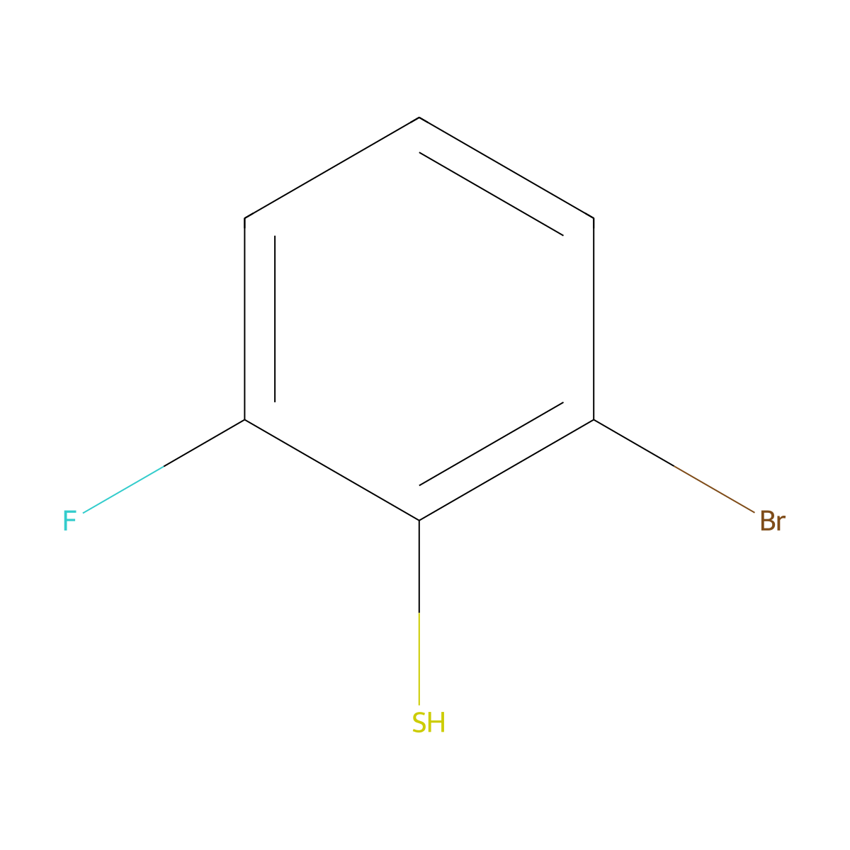 2-Bromo-6-fluorobenzenethiol molecular structure, CAS 59594-64-8