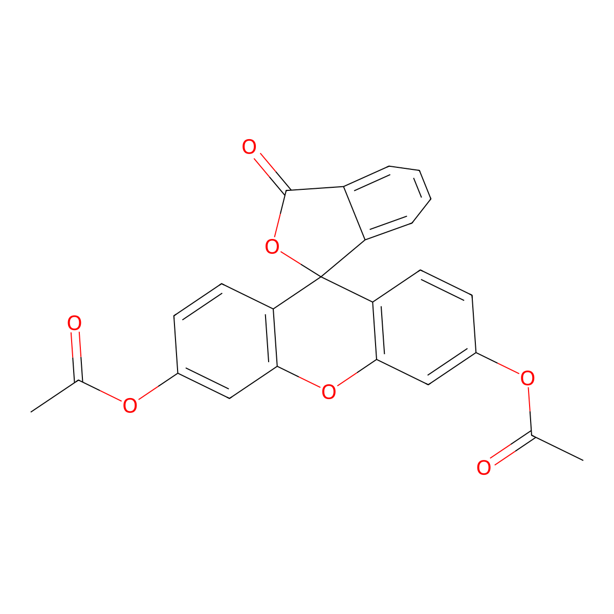 Fluorescein, diacetate molecular structure, CAS 596-09-8