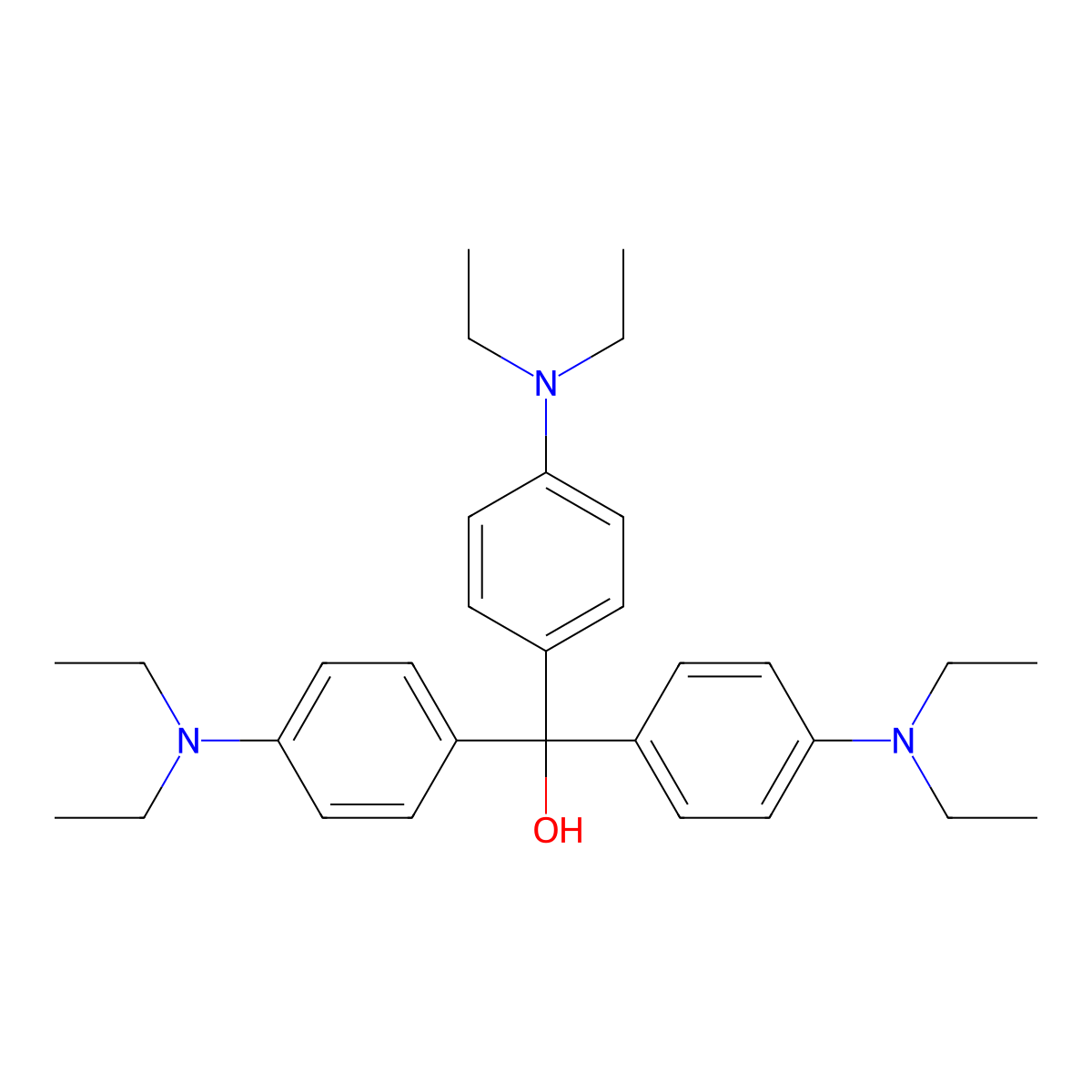 Benzenemethanol, 4-(diethylamino)-alpha,alpha-bis(4-(diethylamino)phenyl)- molecular structure, CAS 596-49-6