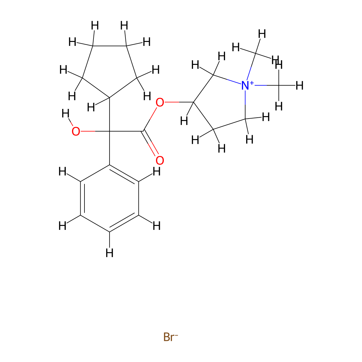 Glycopyrrolate molecular structure, CAS 596-51-0