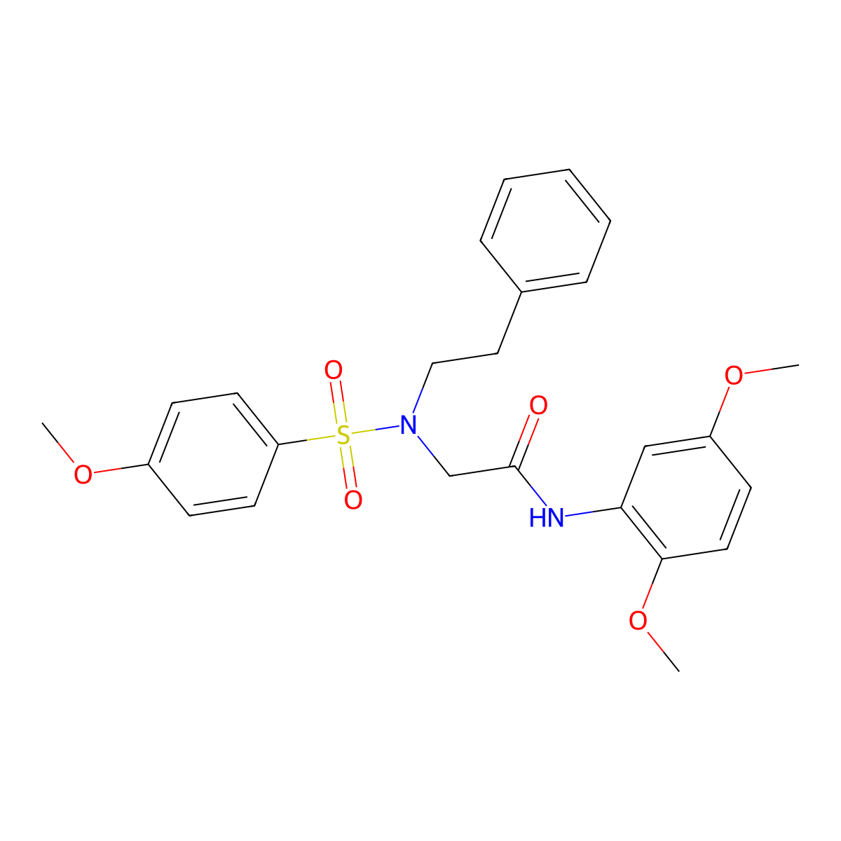 N-(2,5-Dimethoxyphenyl)-N~2~-(4-methoxybenzene-1-sulfonyl)-N~2~-(2-phenylethyl)glycinamide molecular structure, CAS 5960-25-8