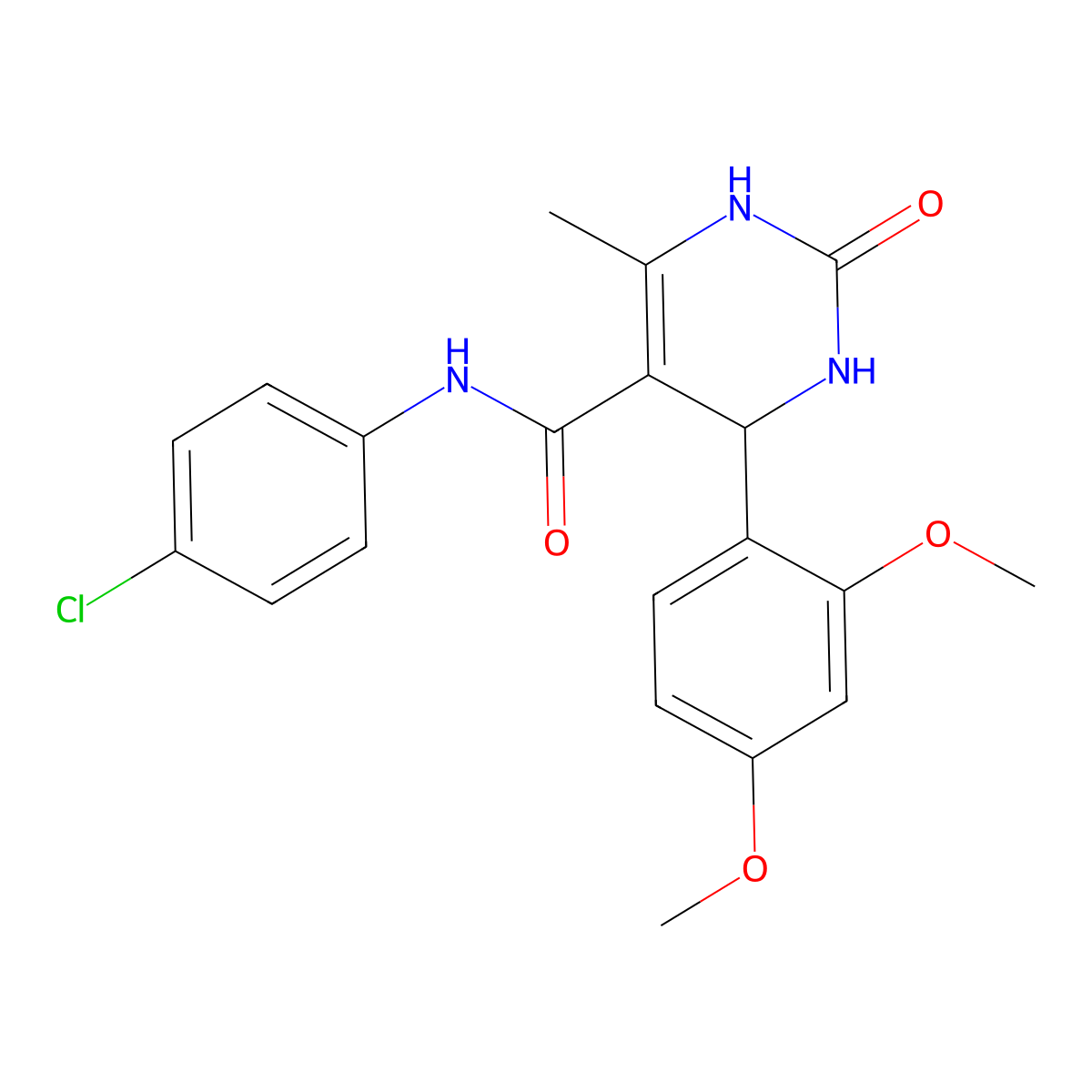 N-(4-chlorophenyl)-4-(2,4-dimethoxyphenyl)-6-methyl-2-oxo-1,2,3,4-tetrahydropyrimidine-5-carboxamide molecular structure, CAS 5960-35-0