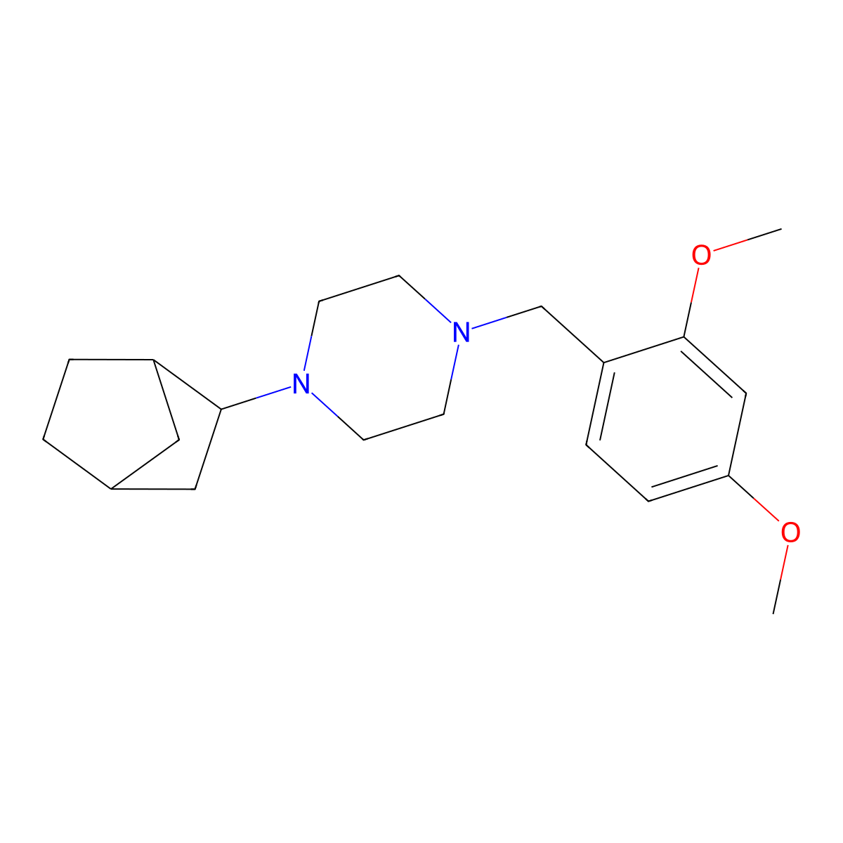 1-(Bicyclo[2.2.1]hept-2-yl)-4-(2,4-dimethoxybenzyl)piperazine molecular structure, CAS 5960-97-4