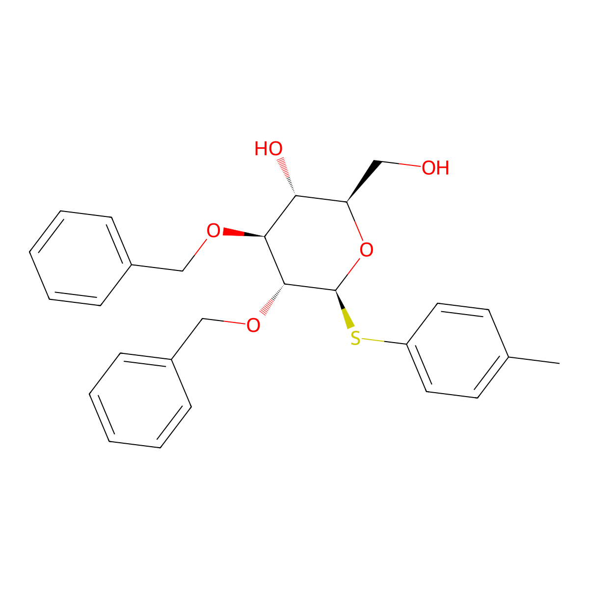 4-Methylphenyl 2,3-di-O-benzyl-1-thio-beta-D-glucopyranoside molecular structure, CAS 596087-18-2