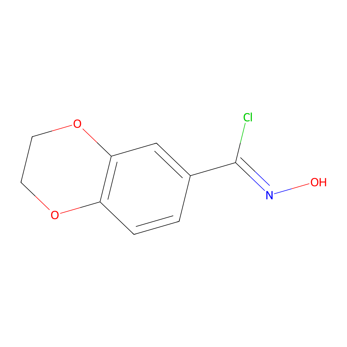 2,3-Dihydro-N-hydroxy-1,4-benzodioxin-6-carboximidoyl chloride molecular structure, CAS 596095-20-4