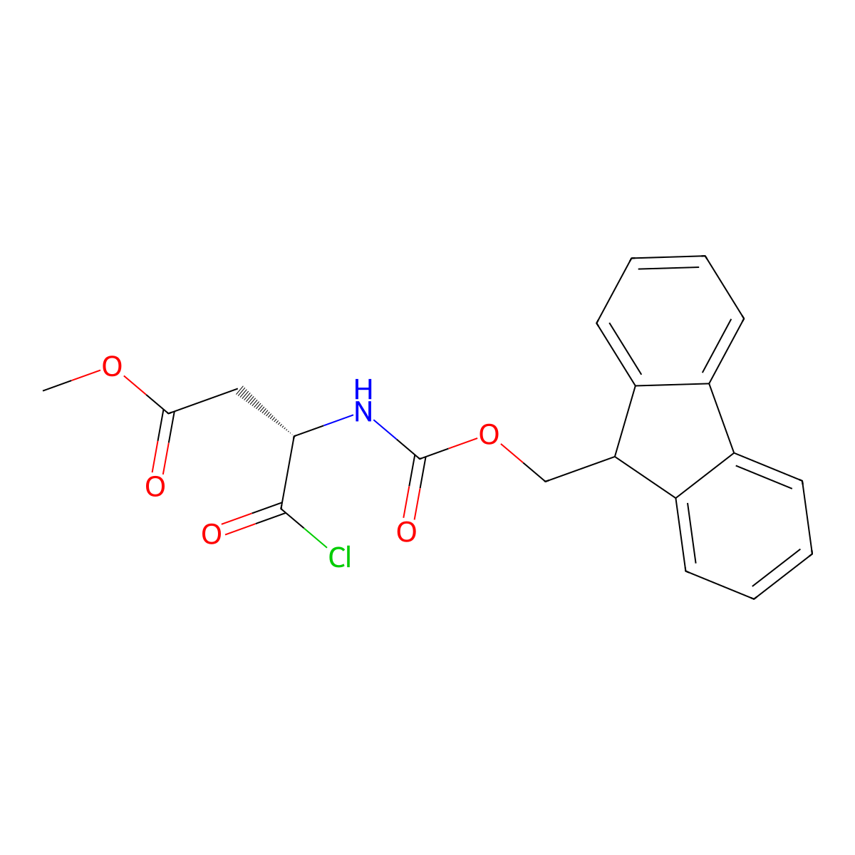 Butanoic acid, 4-chloro-3-[[(9H-fluoren-9-ylmethoxy)carbonyl]amino]-4-oxo-, methyl ester, (3S)- molecular structure, CAS 596095-91-9