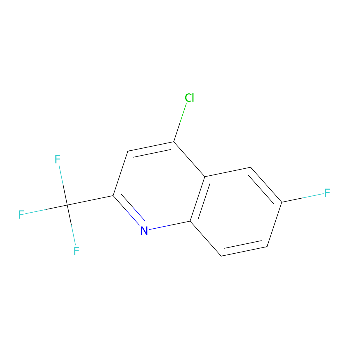 4-Chloro-6-fluoro-2-(trifluoromethyl)quinoline molecular structure, CAS 59611-55-1
