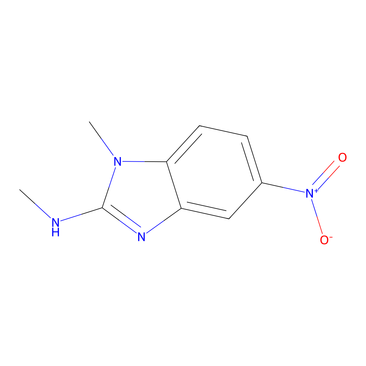 N,1-dimethyl-5-nitro-1H-1,3-benzodiazol-2-amine molecular structure, CAS 596130-84-6