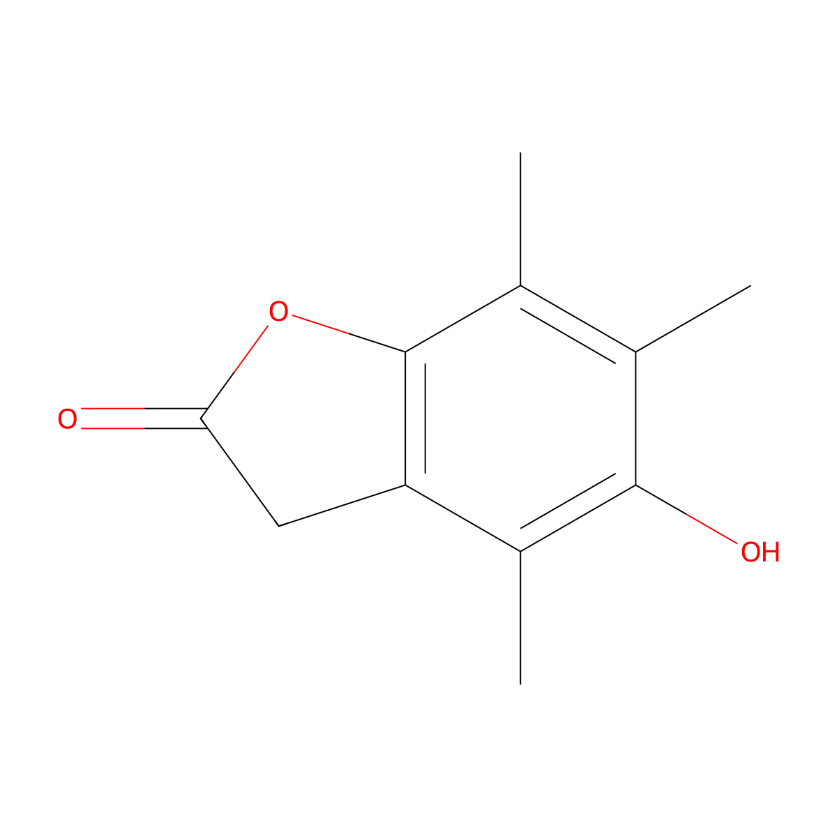 5-Hydroxy-4,6,7-trimethyl-2,3-dihydro-1-benzofuran-2-one molecular structure, CAS 59614-71-0