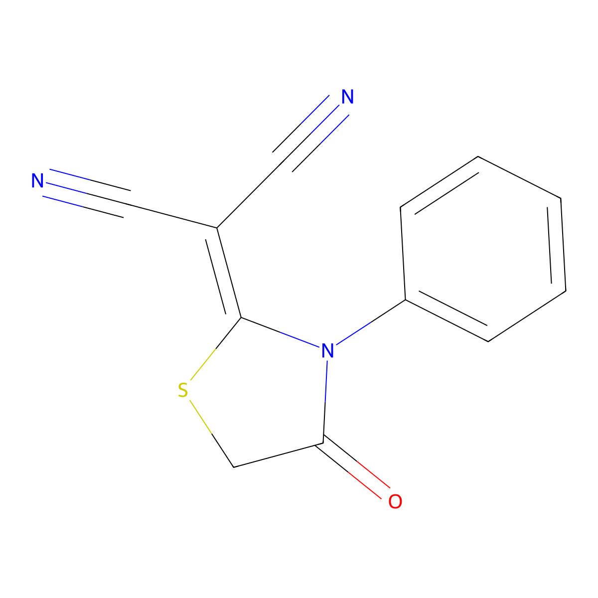 2-(4-Oxo-3-phenyl-1,3-thiazolidin-2-ylidene)propanedinitrile molecular structure, CAS 59615-89-3