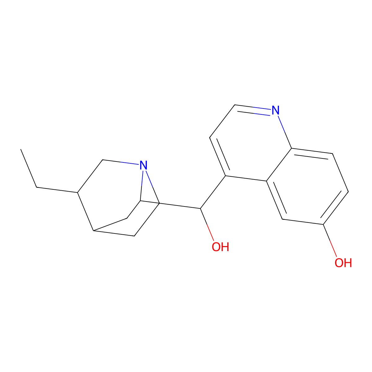 (8alpha,9R)-10,11-Dihydrocinchonan-6',9-diol molecular structure, CAS 5962-19-6