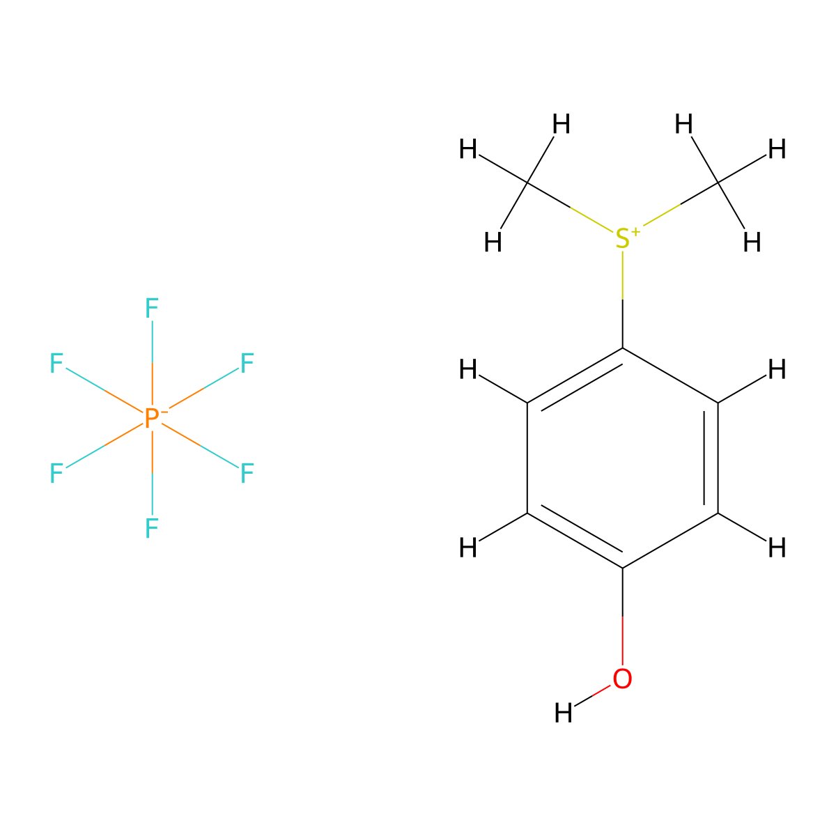(4-Hydroxyphenyl)dimethylsulfonium Hexafluorophosphate molecular structure, CAS 59626-68-5