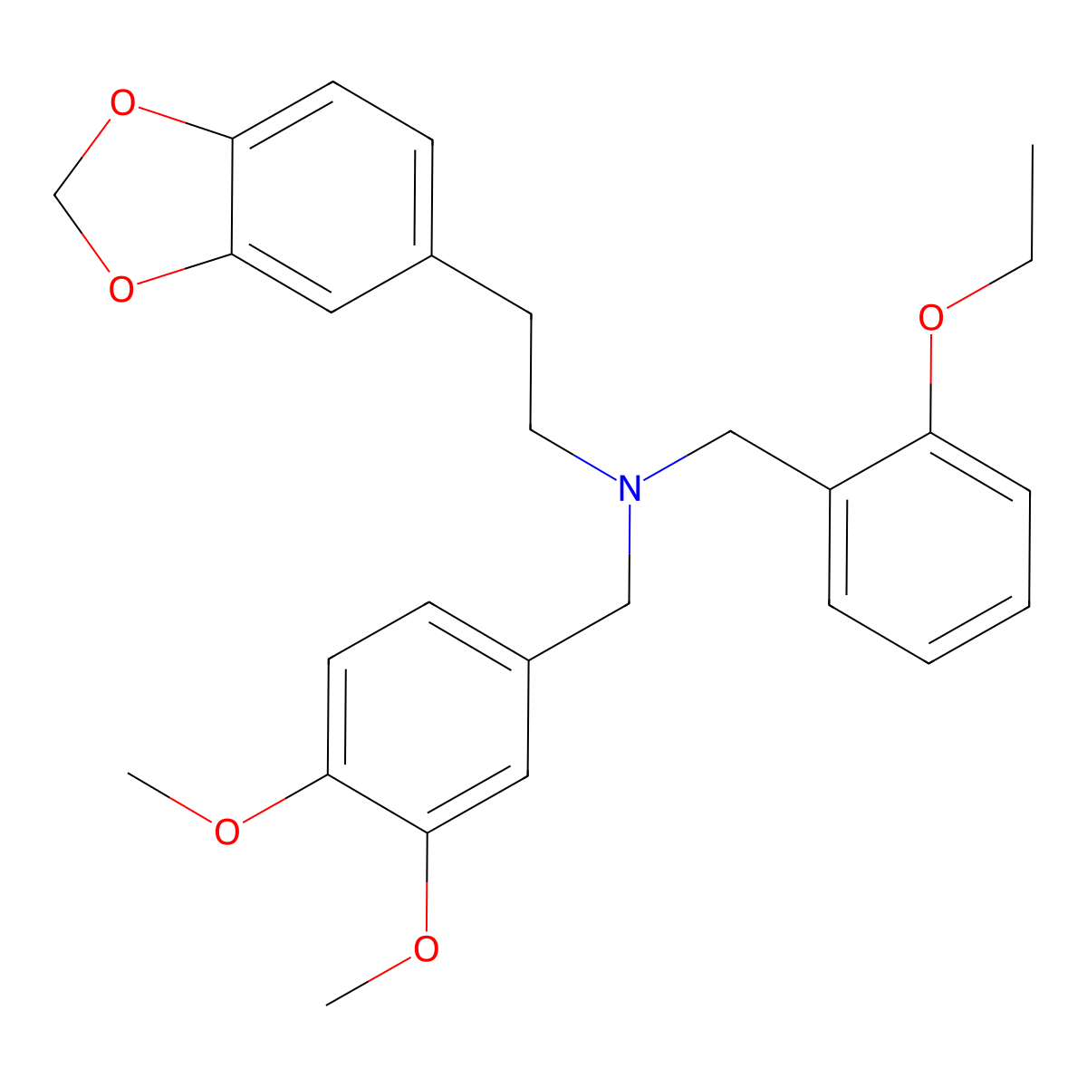 (2-Benzo[1,3]dioxol-5-yl-ethyl)-(3,4-dimethoxy-benzyl)-(2-ethoxy-benzyl)-amine molecular structure, CAS 5963-80-4