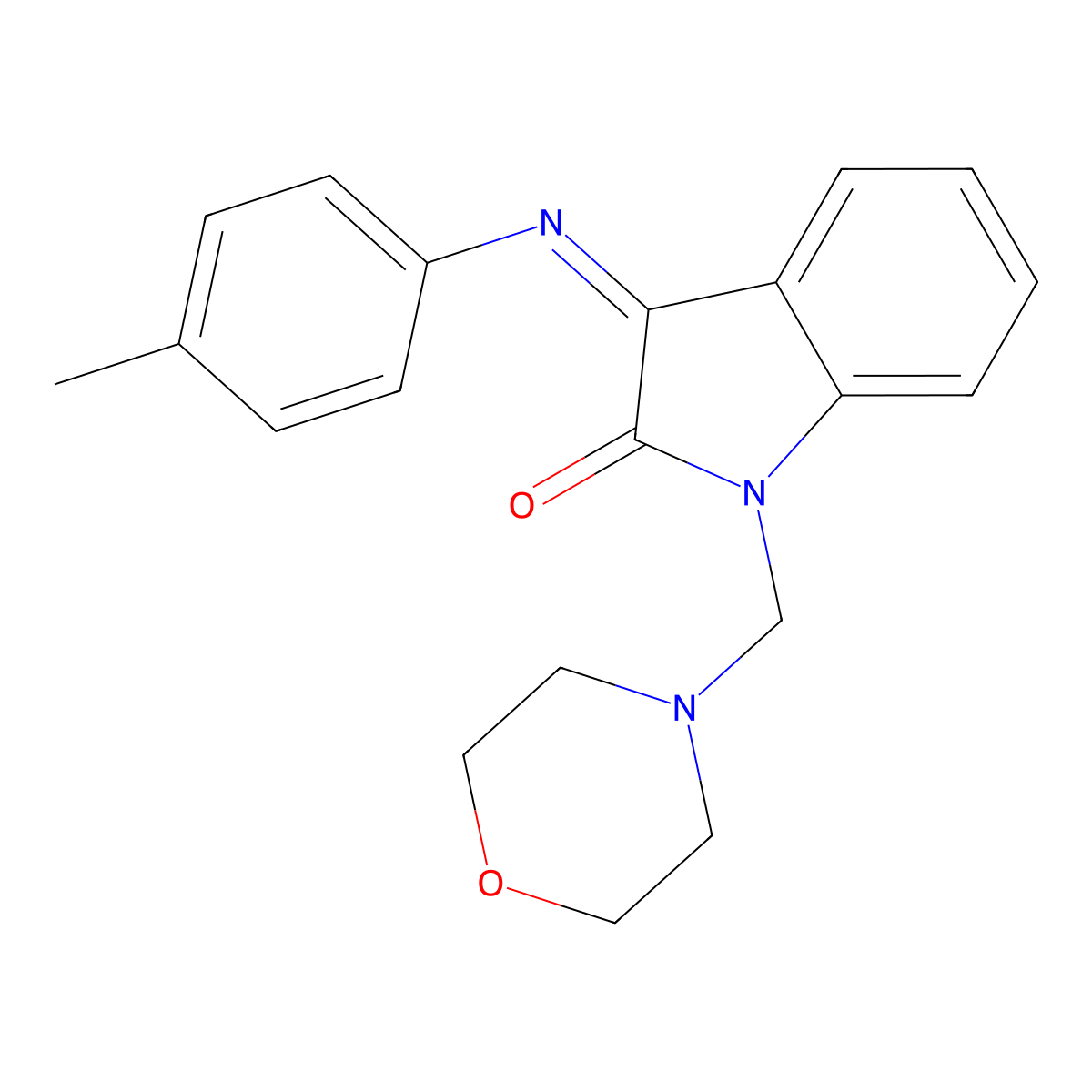 1-(Morpholinomethyl)-3-(p-tolylimino)indolin-2-one molecular structure, CAS 59631-96-8
