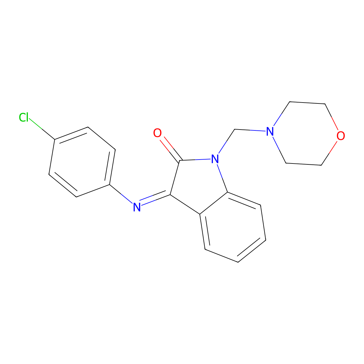 3-(4-Chlorophenyl)imino-1-(morpholin-4-ylmethyl)indol-2-one molecular structure, CAS 59631-97-9