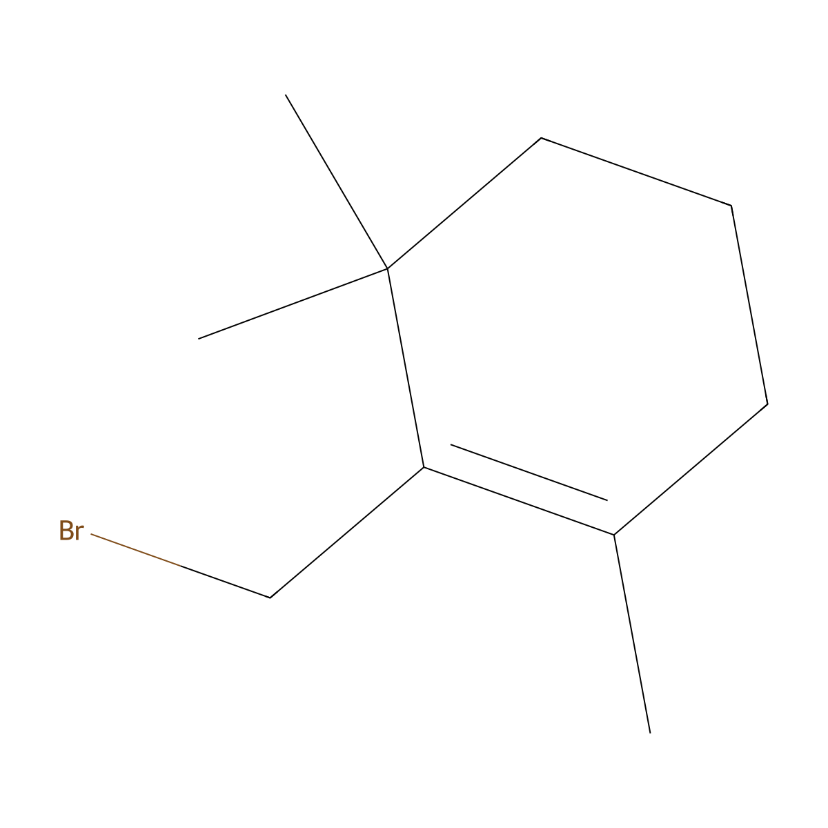 Cyclohexene, 2-(bromomethyl)-1,3,3-trimethyl- molecular structure, CAS 59633-88-4