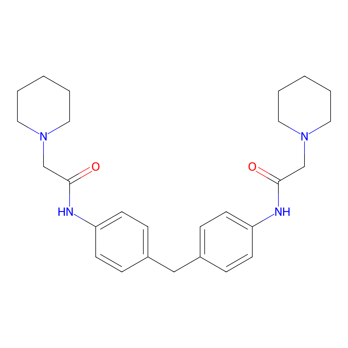 1-Piperidineacetamide, N,N'-(methylenedi-4,1-phenylene)bis- molecular structure, CAS 59635-96-0