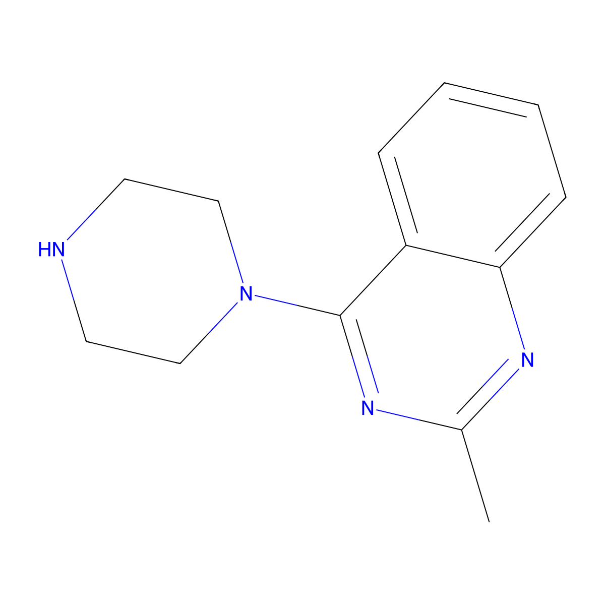 2-Methyl-4-piperazin-1-yl-quinazoline molecular structure, CAS 59637-47-7
