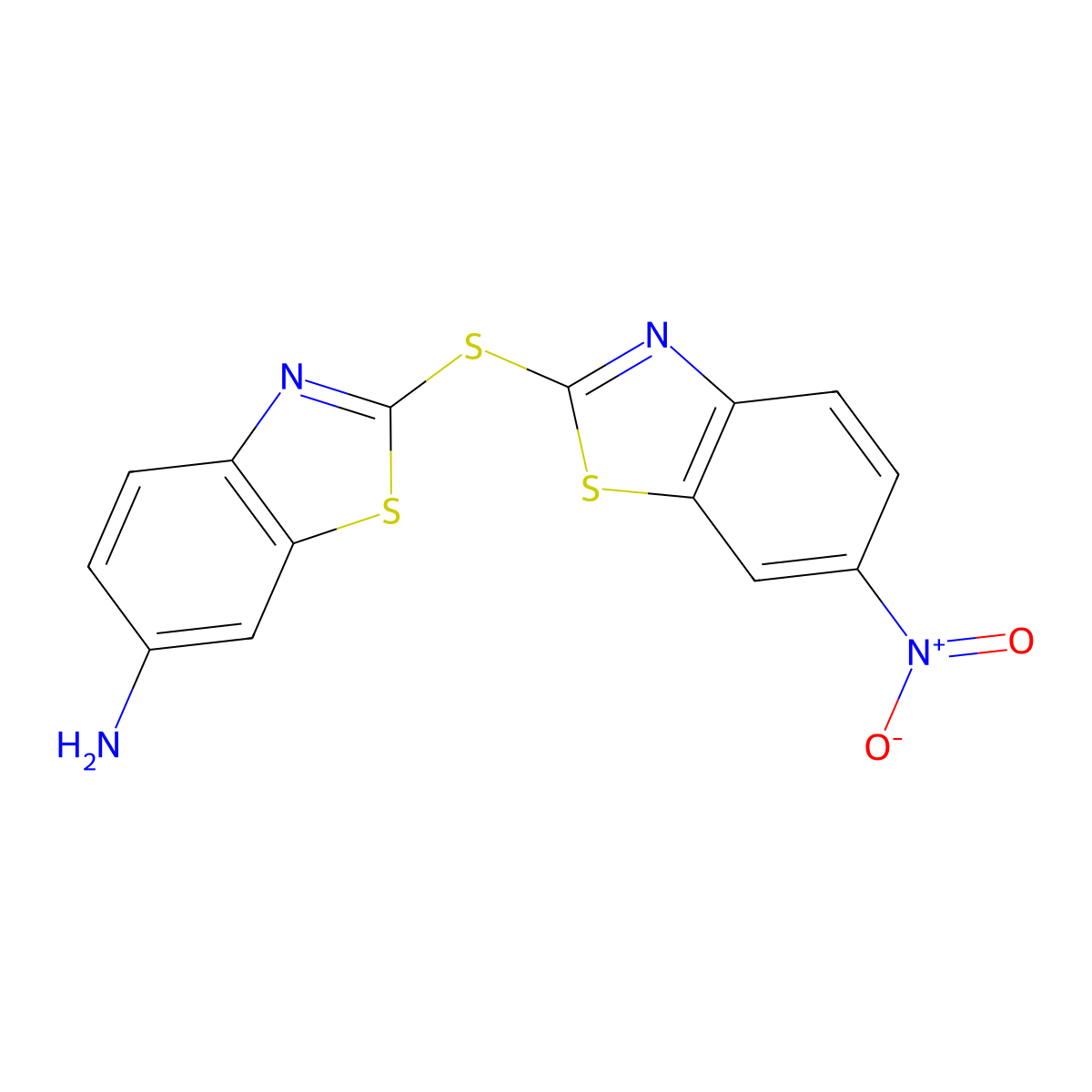 2-[(6-Nitro-1,3-benzothiazol-2-yl)sulfanyl]-1,3-benzothiazol-6-amine molecular structure, CAS 5964-03-4