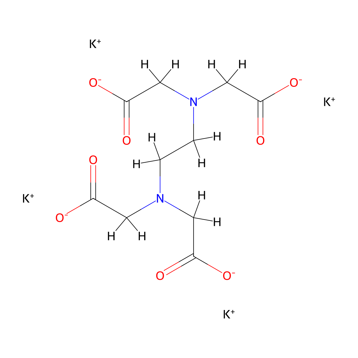Edetate tetrapotassium molecular structure, CAS 5964-35-2