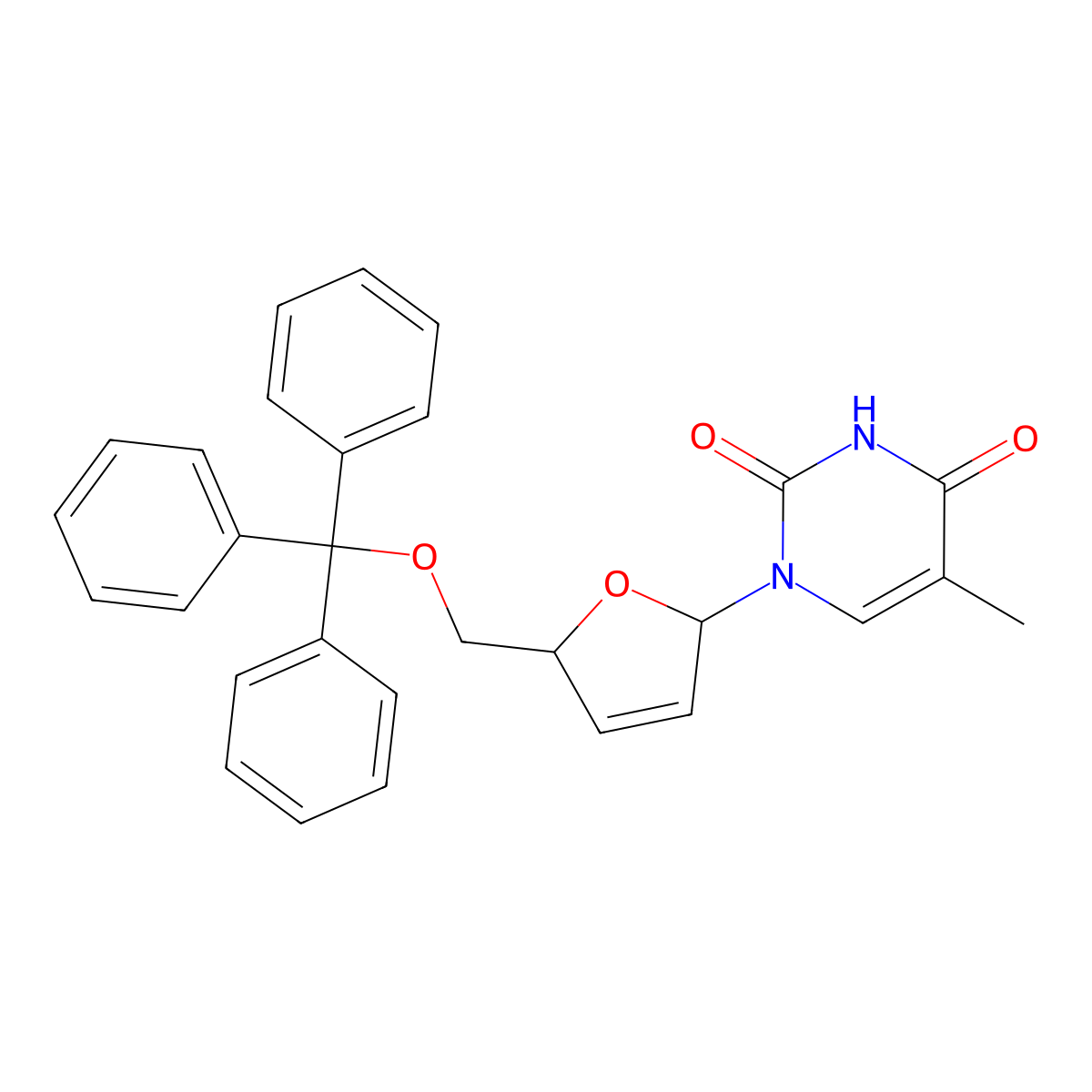 5'-O-Trityl-2',3'-dehydrothymidine molecular structure, CAS 5964-41-0