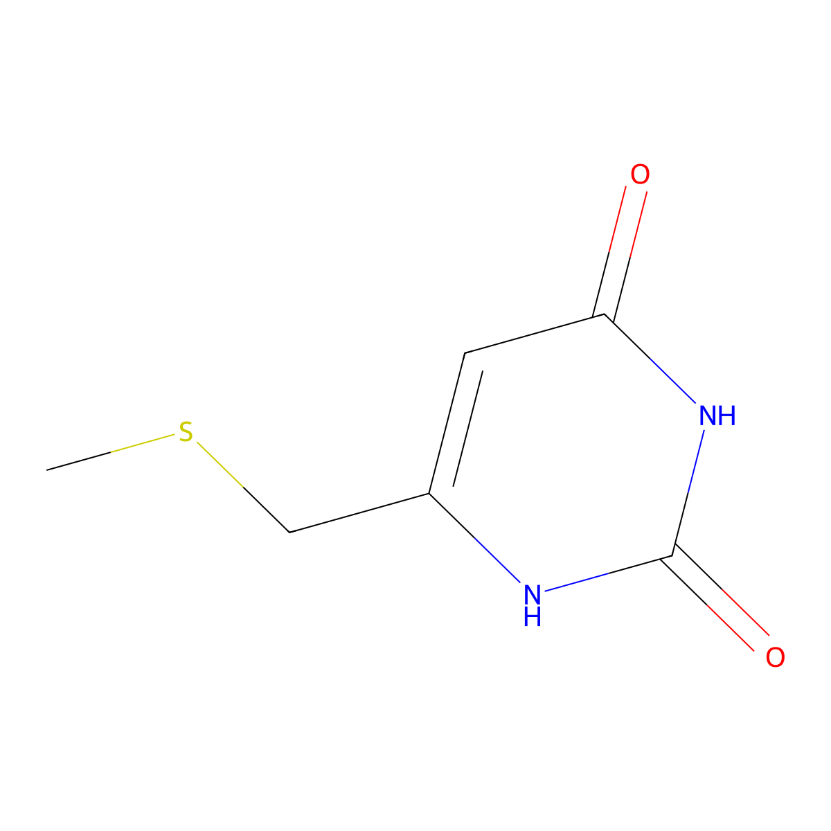 2,4(1H,3H)-Pyrimidinedione, 6-[(methylthio)methyl]- molecular structure, CAS 59640-46-9
