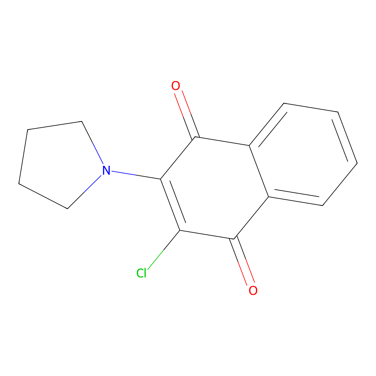2-Chloro-3-pyrrolidino-1,4-naphthoquinone molecular structure, CAS 59641-25-7