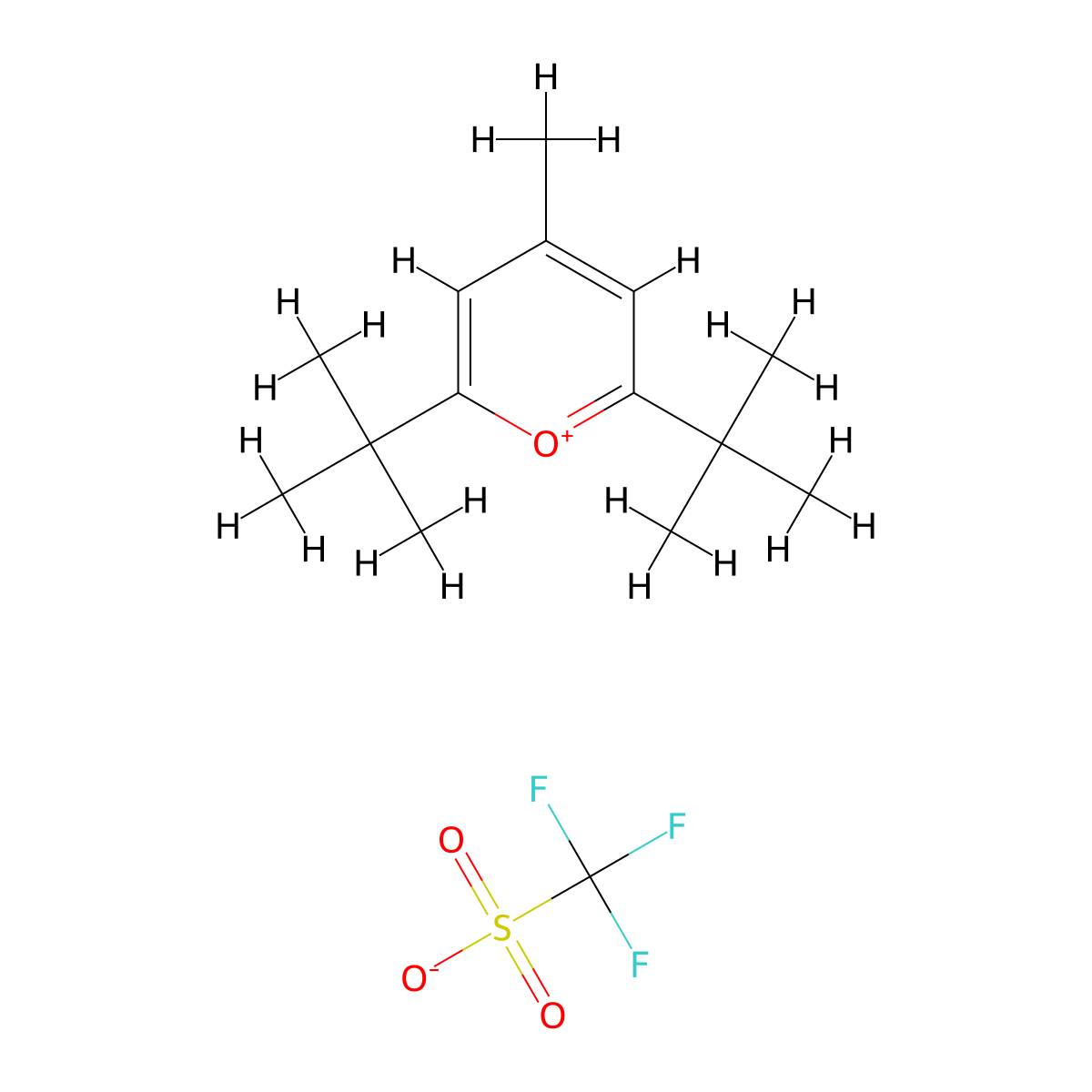 2,6-DI-Tert-butyl-4-methyl-pyranylium, trifluoro-methanesulfonate molecular structure, CAS 59643-43-5