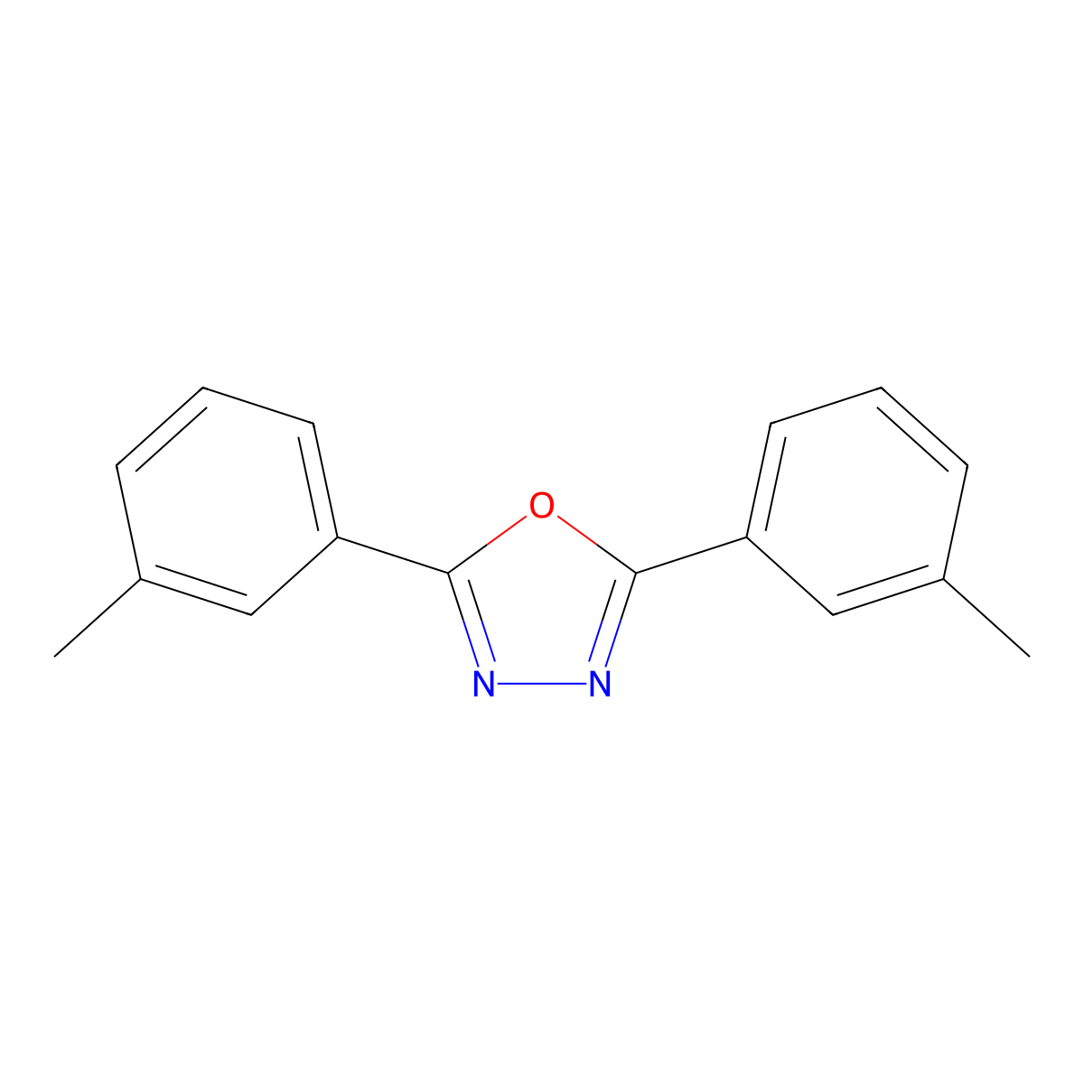 1,3,4-Oxadiazole, 2,5-bis(3-methylphenyl)- molecular structure, CAS 59646-37-6