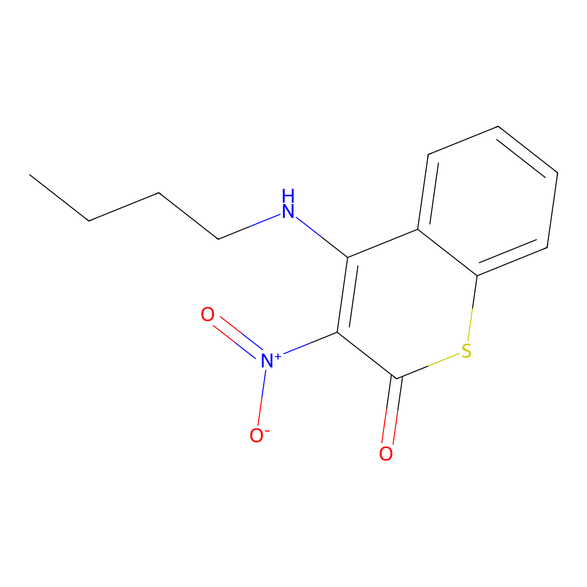 1-Thiocoumarin, 4-butylamino-3-nitro- molecular structure, CAS 59647-29-9