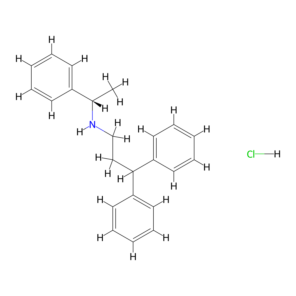 Fendiline hydrochloride, (S)- molecular structure, CAS 59653-44-0