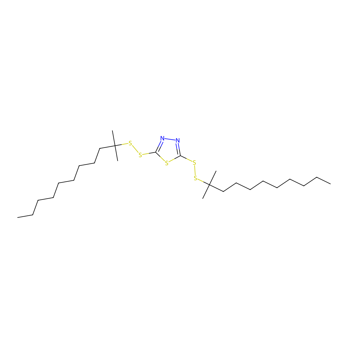 1,3,4-Thiadiazole, 2,5-bis(tert-dodecyldithio)- molecular structure, CAS 59656-20-1