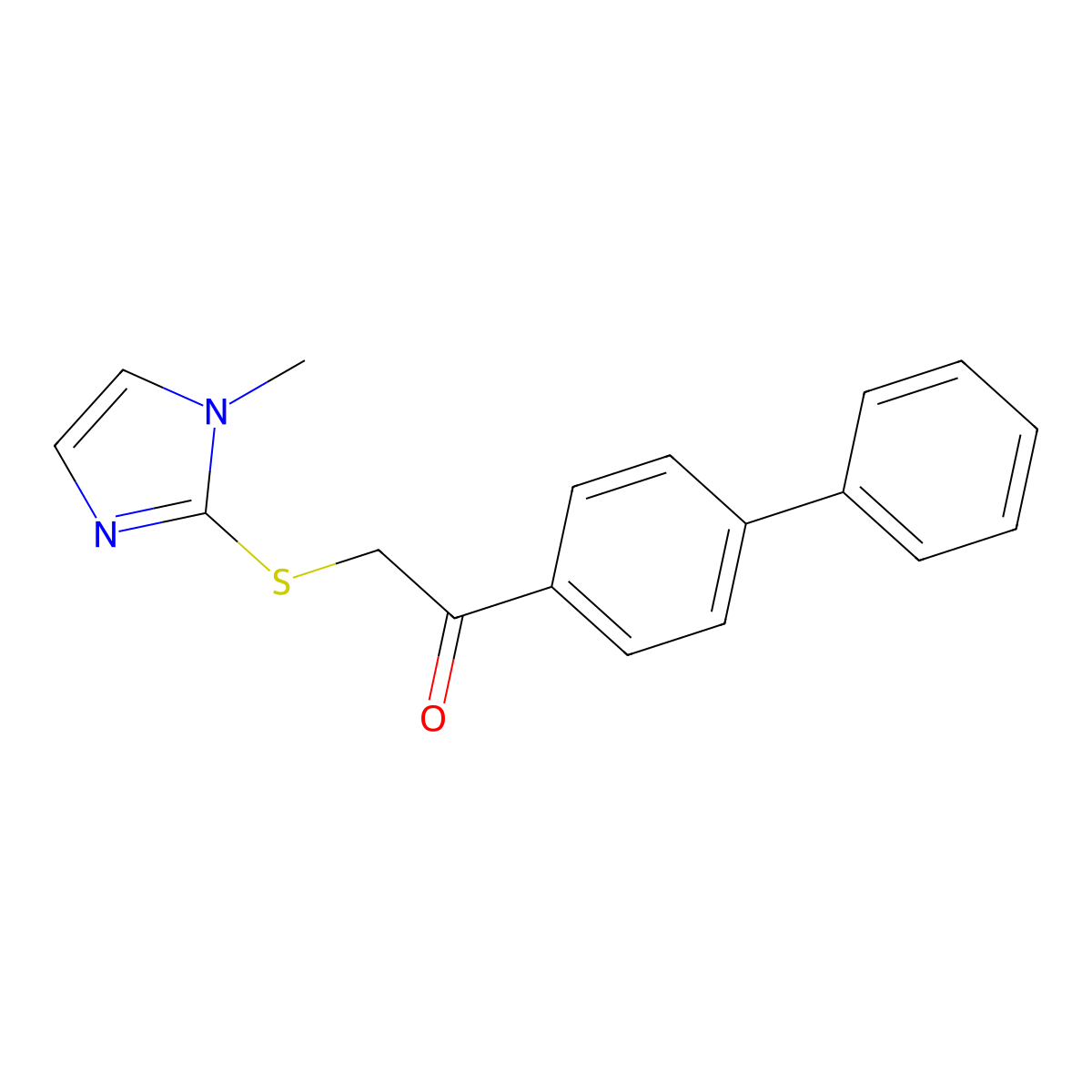 1-(biphenyl-4-yl)-2-[(1-methyl-1H-imidazol-2-yl)sulfanyl]ethanone molecular structure, CAS 5966-25-6
